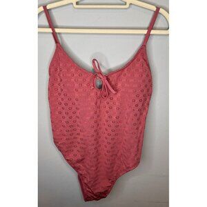 xhilaration swimsuit Large Women’s Pink One Piece Eyelet Beach Pool Resortwear